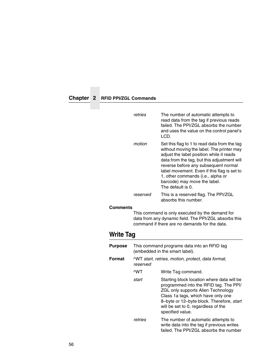 Write tag | Printronix SL5000r MP User Manual | Page 56 / 84