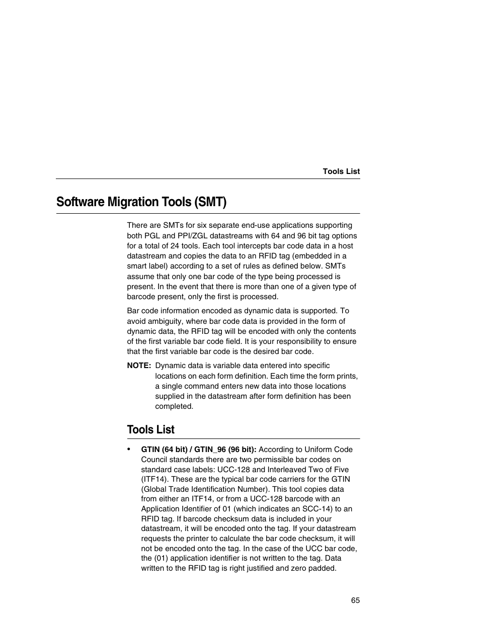 Software migration tools (smt), Tools list | Printronix SL5000r MP User Manual | Page 65 / 84