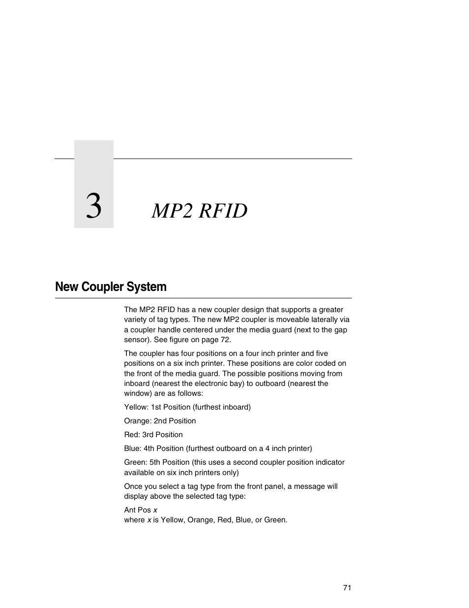 3 mp2 rfid, New coupler system, Mp2 rfid | Printronix SL5000r MP User Manual | Page 71 / 84