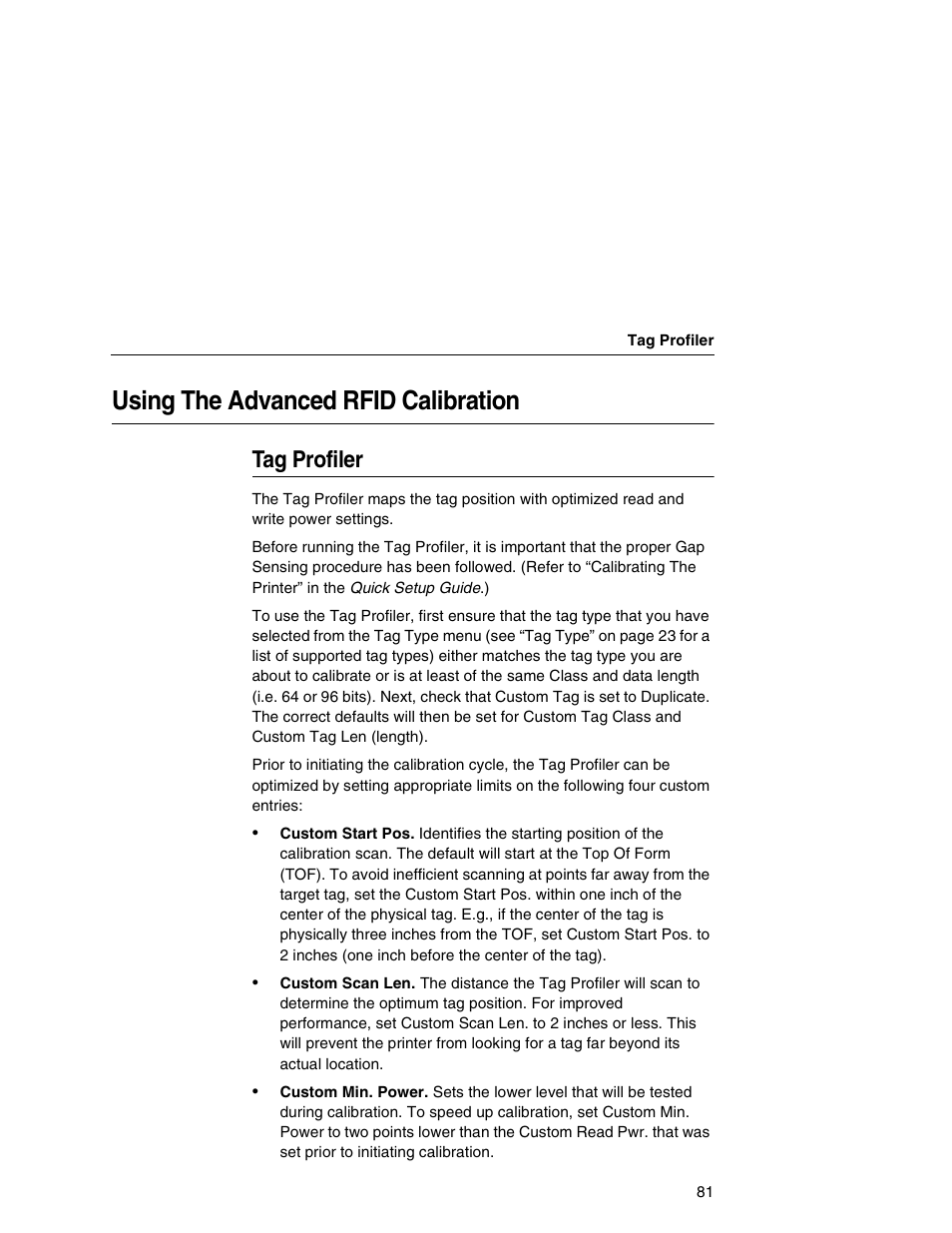 Using the advanced rfid calibration, Tag profiler | Printronix SL5000r MP User Manual | Page 81 / 84