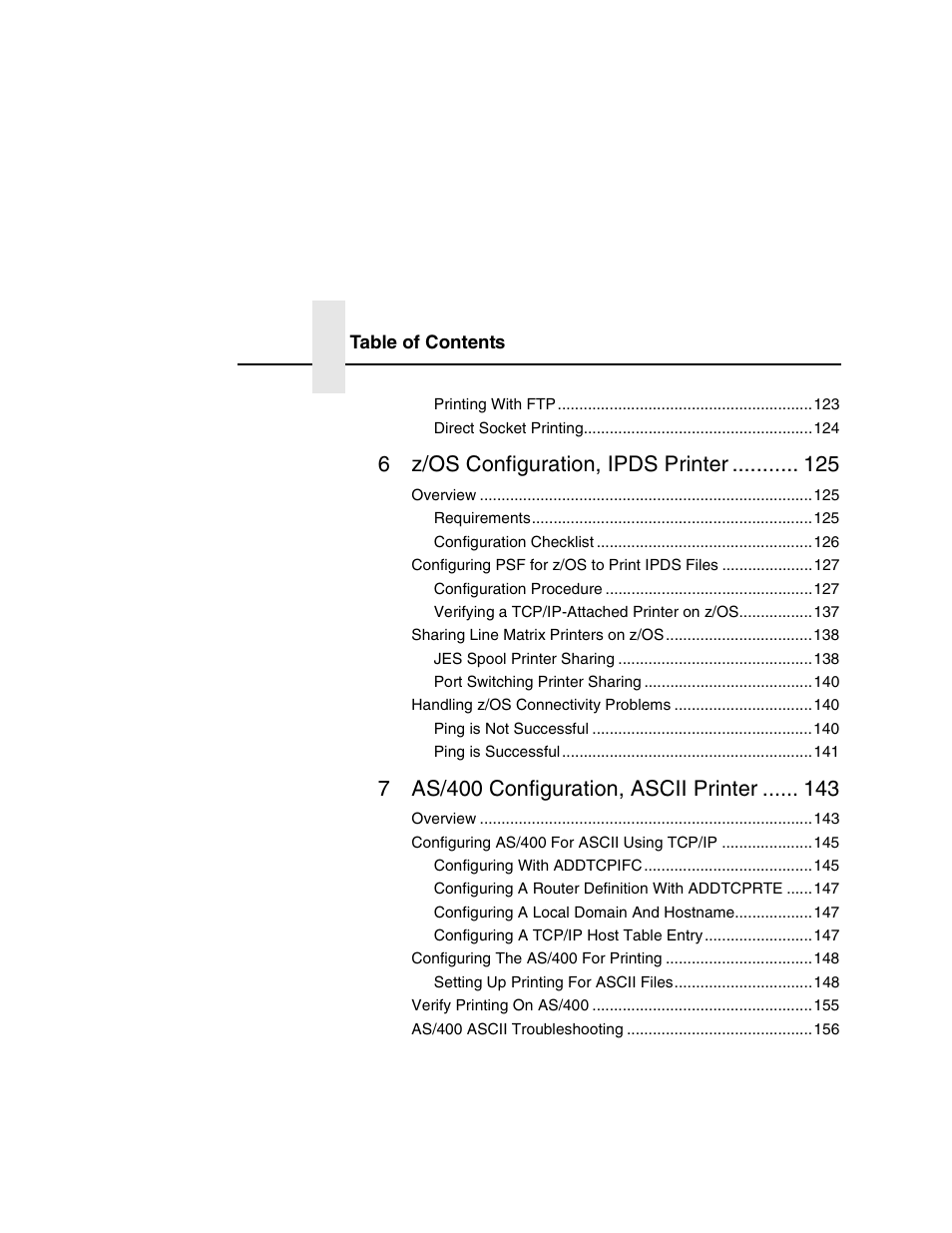 6z/os configuration, ipds printer, 7as/400 configuration, ascii printer | Printronix Integrated Network Interface Card User Manual | Page 10 / 310