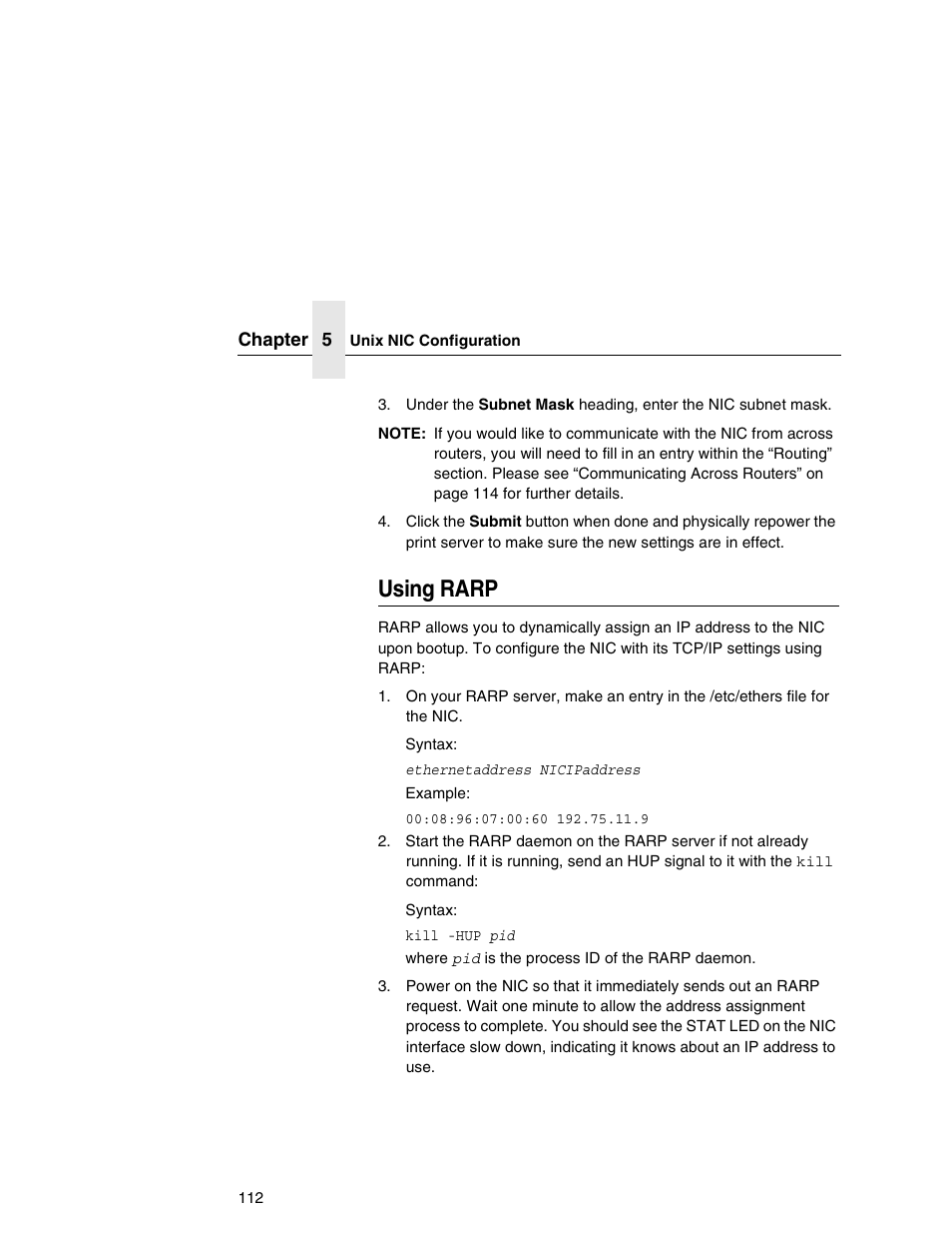 Using rarp | Printronix Integrated Network Interface Card User Manual | Page 116 / 310