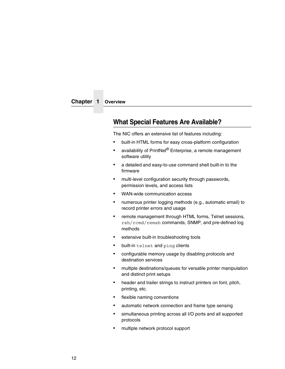 What special features are available | Printronix Integrated Network Interface Card User Manual | Page 16 / 310