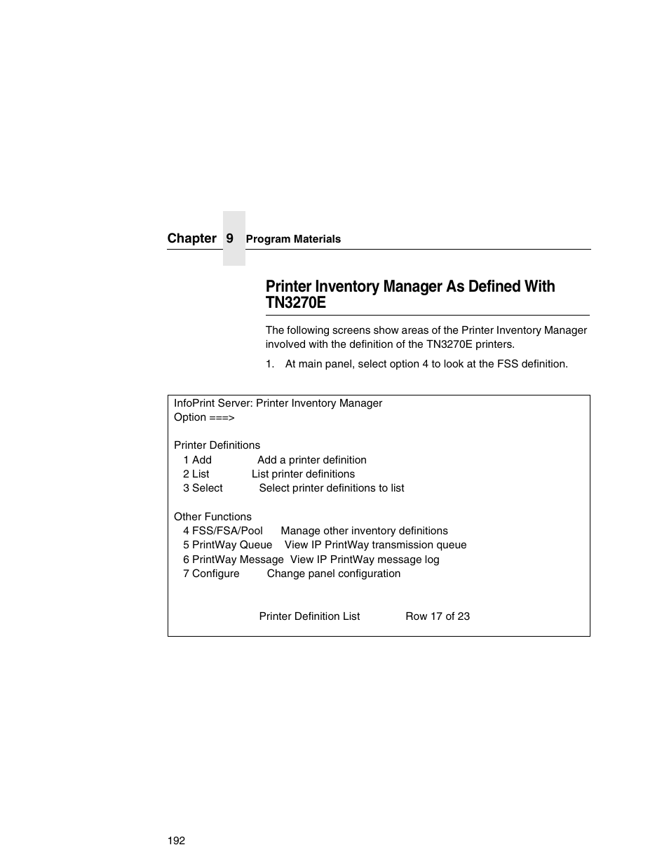 Printer inventory manager as defined with tn3270e | Printronix Integrated Network Interface Card User Manual | Page 196 / 310