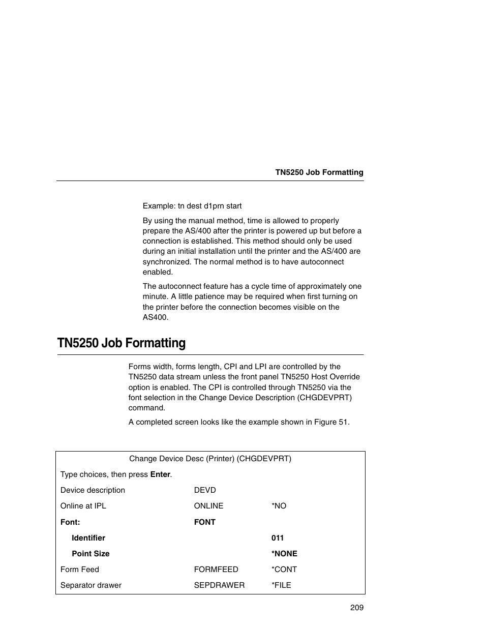 Tn5250 job formatting | Printronix Integrated Network Interface Card User Manual | Page 213 / 310