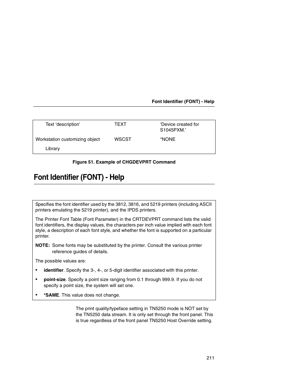 Font identifier (font) - help | Printronix Integrated Network Interface Card User Manual | Page 215 / 310