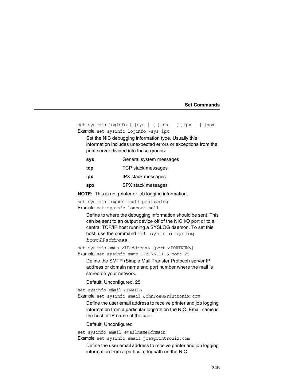 Printronix Integrated Network Interface Card User Manual | Page 249 / 310
