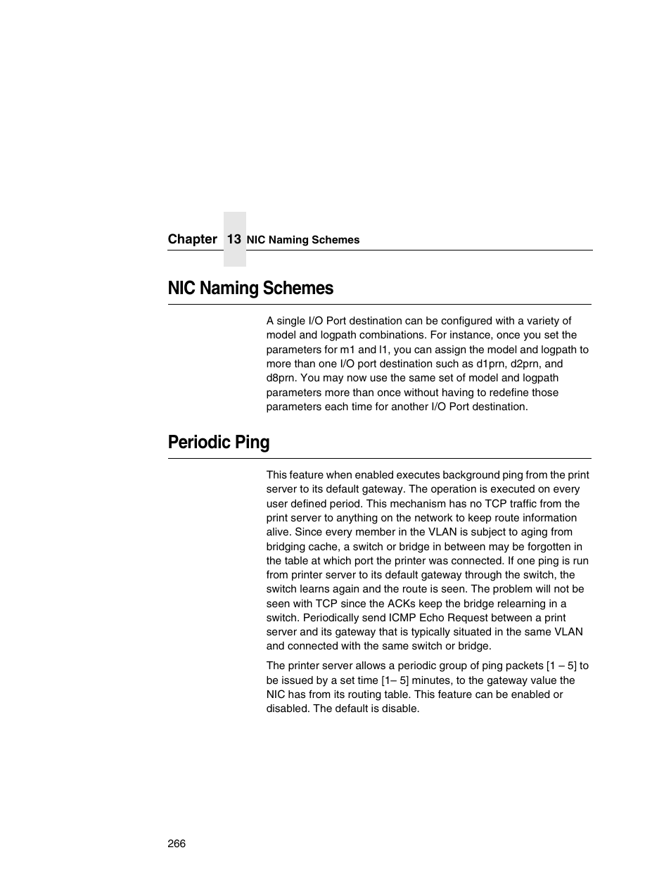 Nic naming schemes, Periodic ping | Printronix Integrated Network Interface Card User Manual | Page 270 / 310