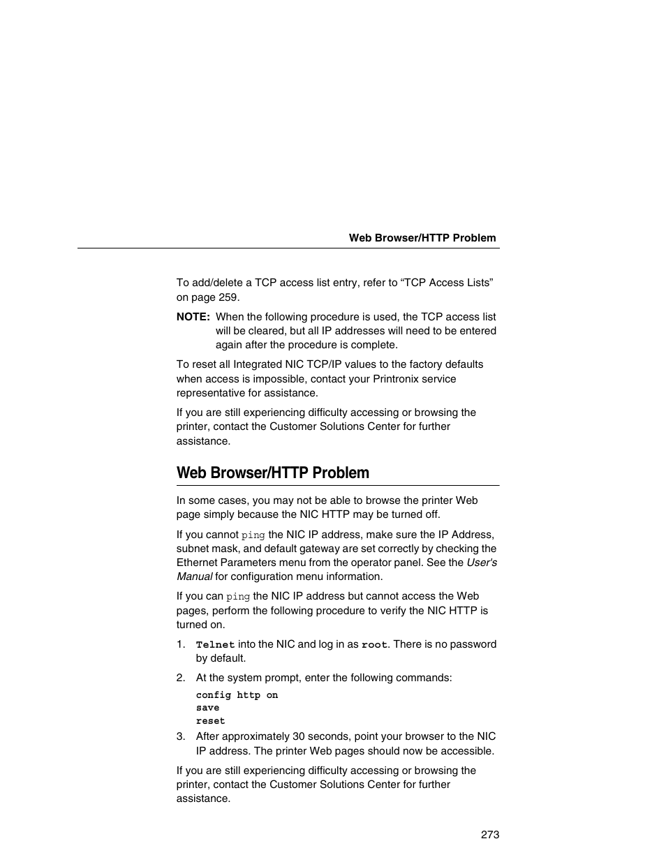 Web browser/http problem | Printronix Integrated Network Interface Card User Manual | Page 277 / 310