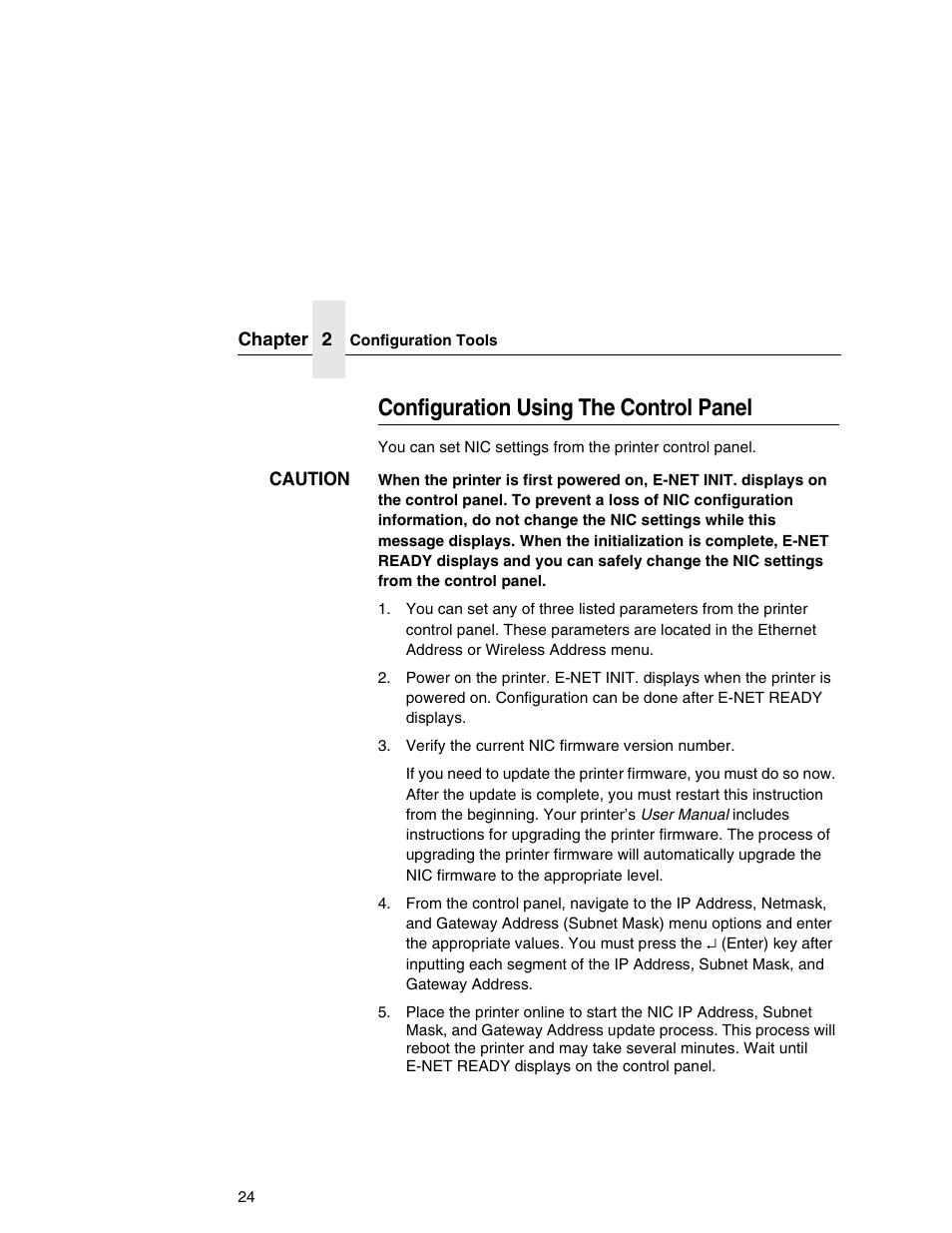 Configuration using the control panel | Printronix Integrated Network Interface Card User Manual | Page 28 / 310