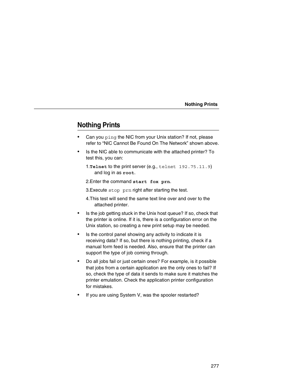 Nothing prints | Printronix Integrated Network Interface Card User Manual | Page 281 / 310