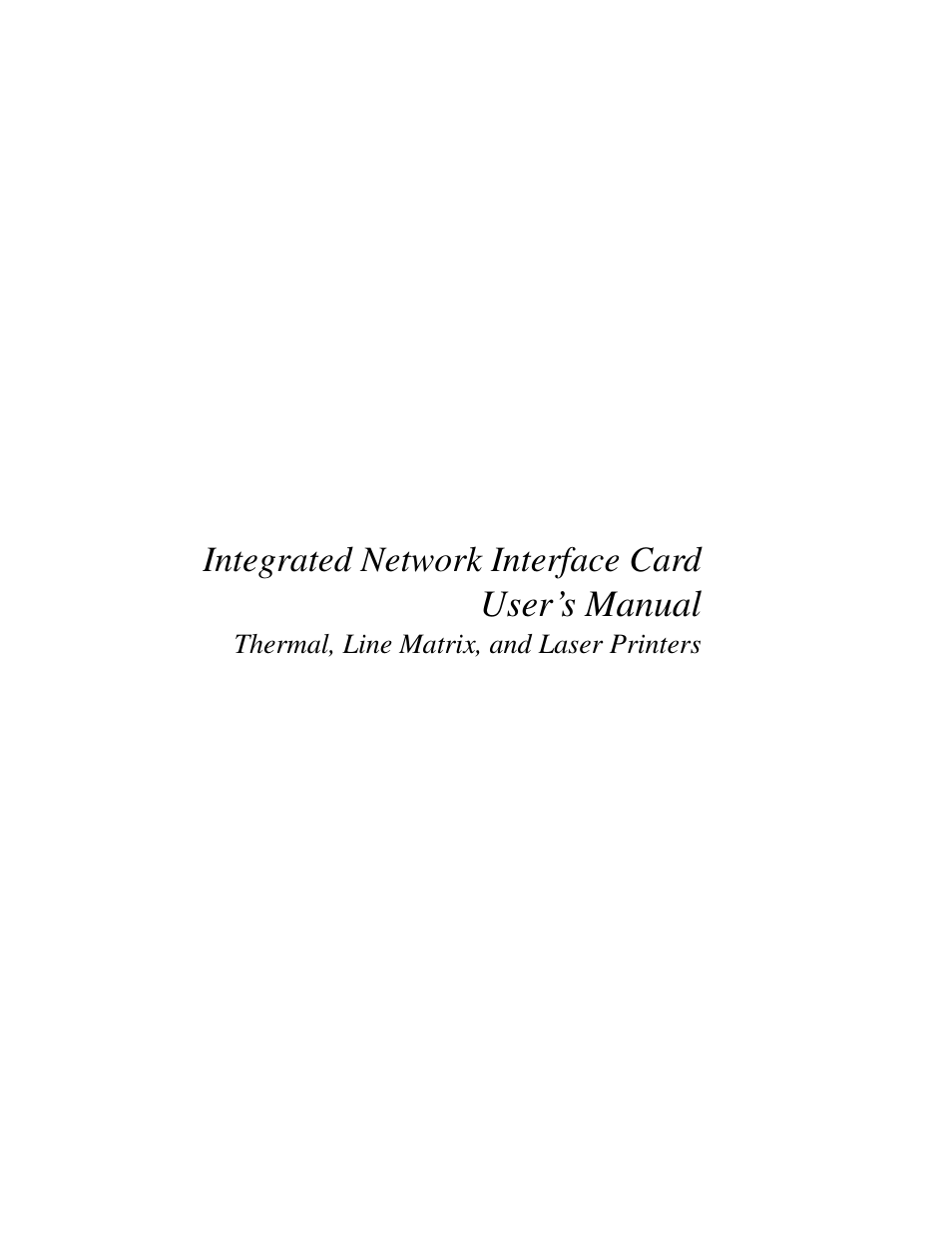 User’s manual | Printronix Integrated Network Interface Card User Manual | Page 3 / 310