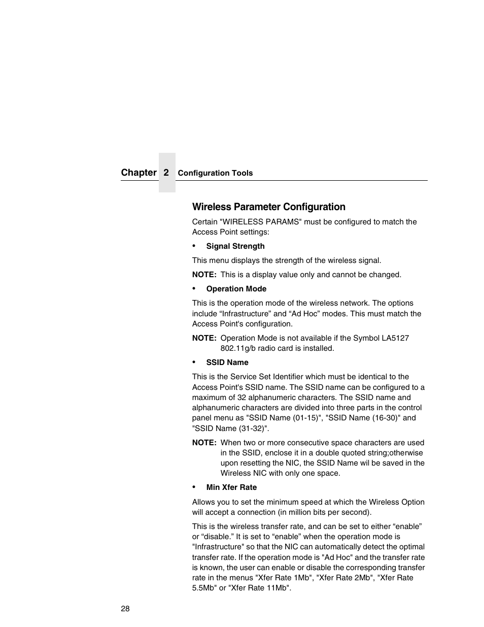 Wireless parameter configuration | Printronix Integrated Network Interface Card User Manual | Page 32 / 310