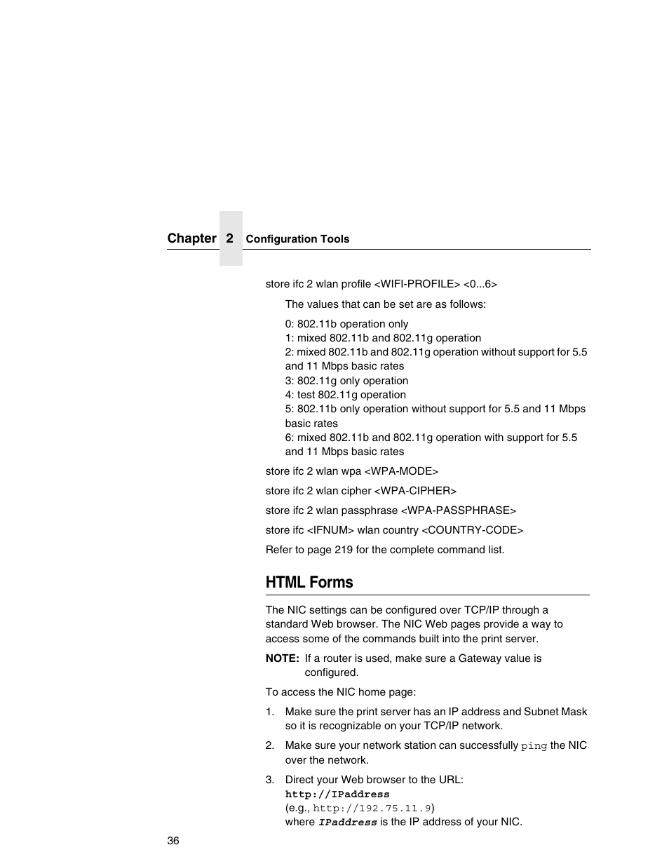 Html forms | Printronix Integrated Network Interface Card User Manual | Page 40 / 310