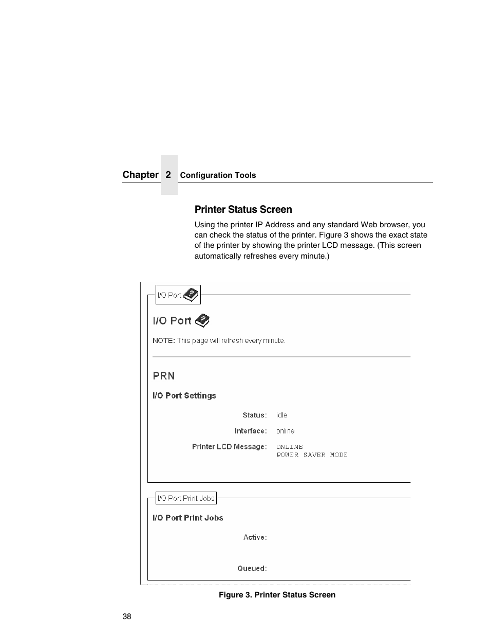 Printer status screen | Printronix Integrated Network Interface Card User Manual | Page 42 / 310
