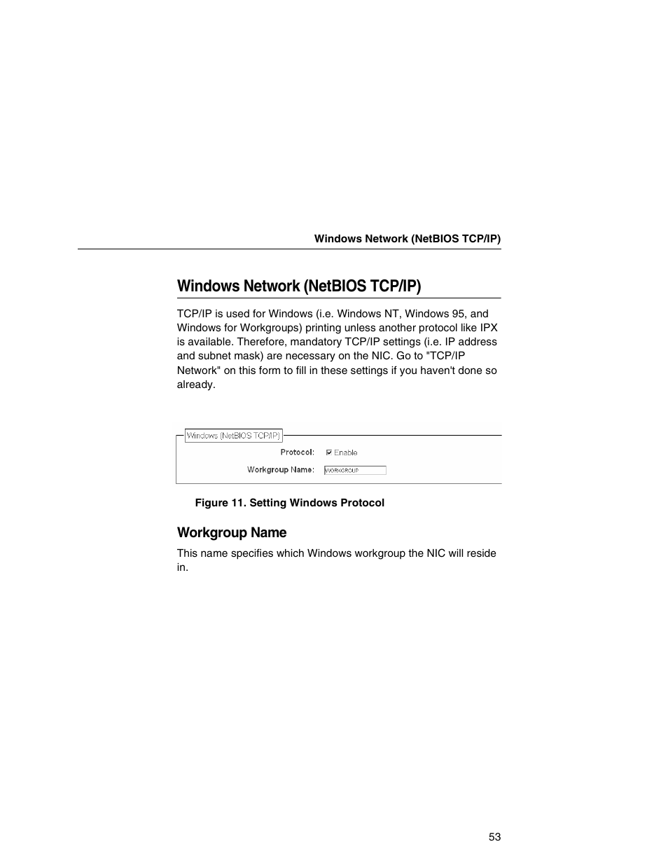 Windows network (netbios tcp/ip) | Printronix Integrated Network Interface Card User Manual | Page 57 / 310