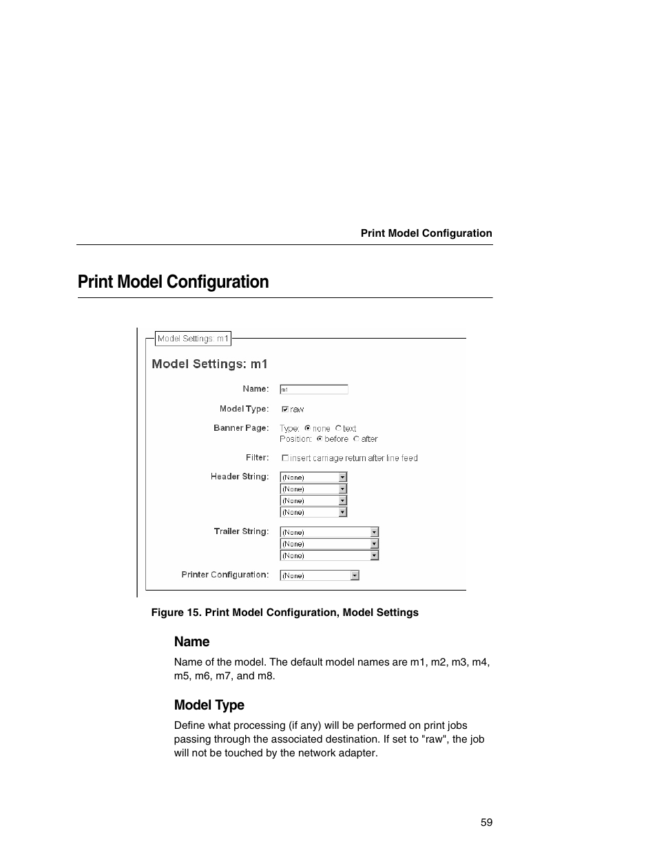 Print model configuration | Printronix Integrated Network Interface Card User Manual | Page 63 / 310