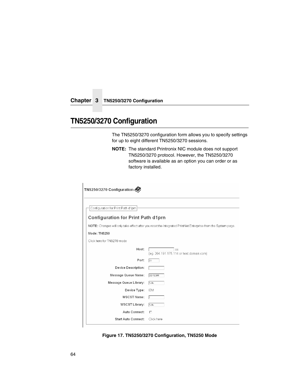 Tn5250/3270 configuration | Printronix Integrated Network Interface Card User Manual | Page 68 / 310