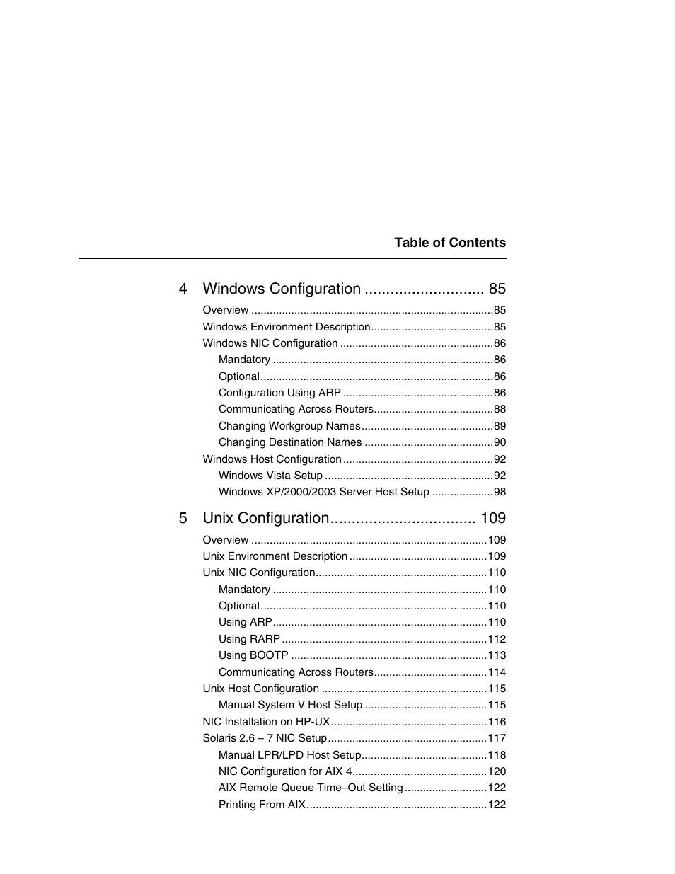 4windows configuration, 5unix configuration | Printronix Integrated Network Interface Card User Manual | Page 9 / 310