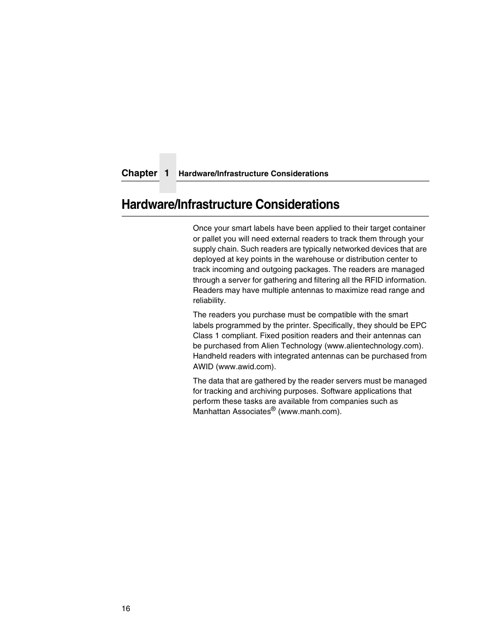 Hardware/infrastructure considerations | Printronix T5000e User Manual | Page 16 / 76