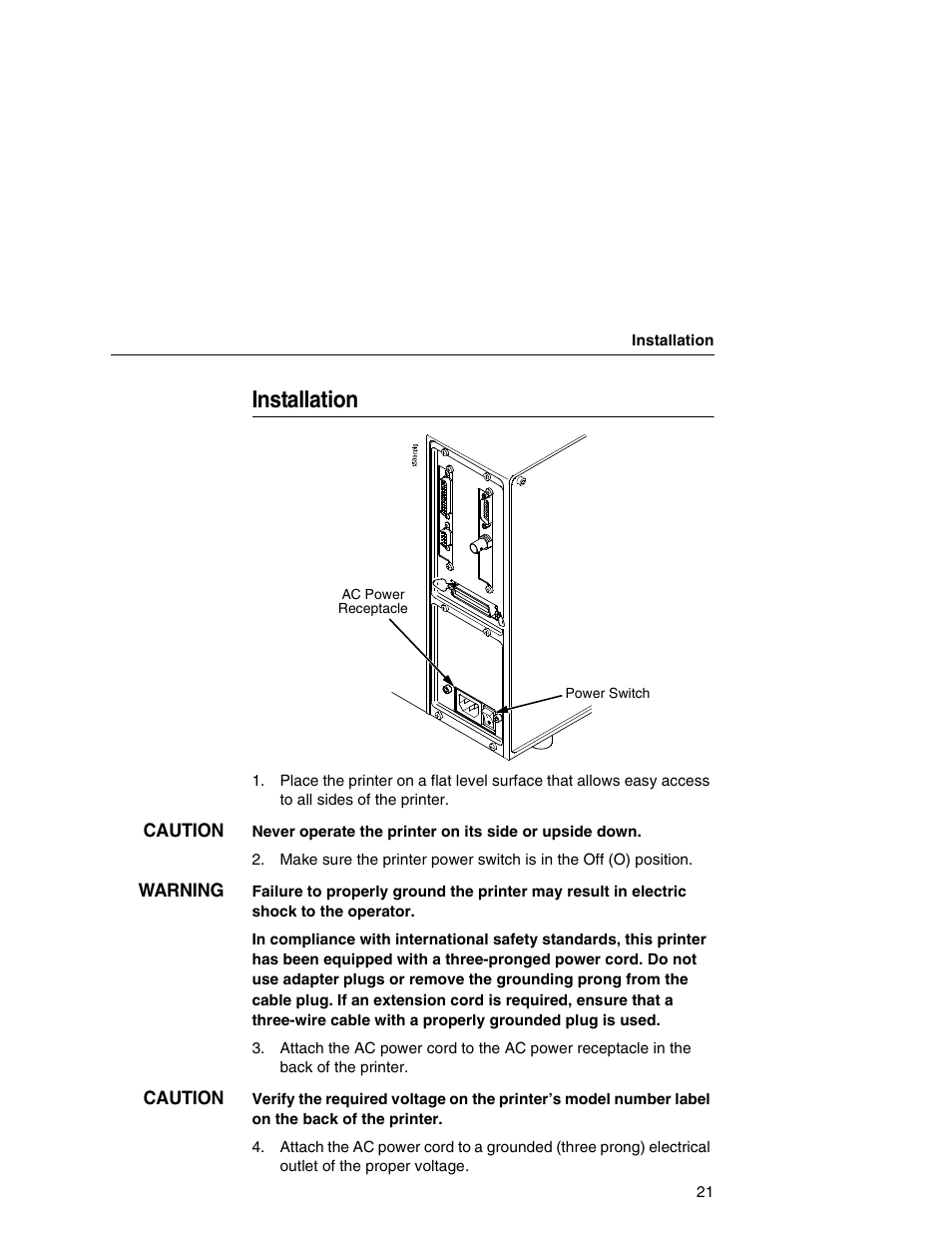 Installation | Printronix T5000e User Manual | Page 21 / 76