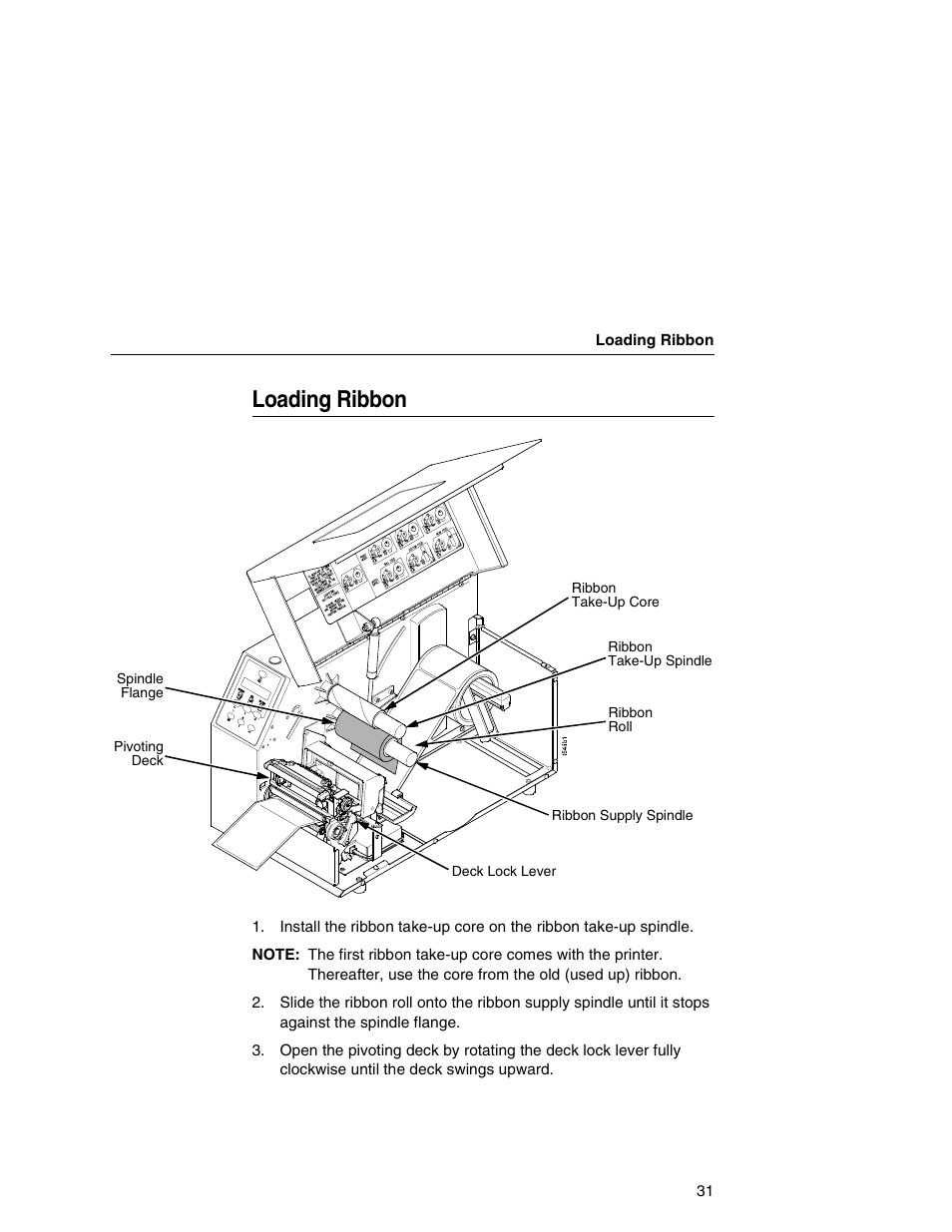 Loading ribbon | Printronix T5000e User Manual | Page 31 / 76