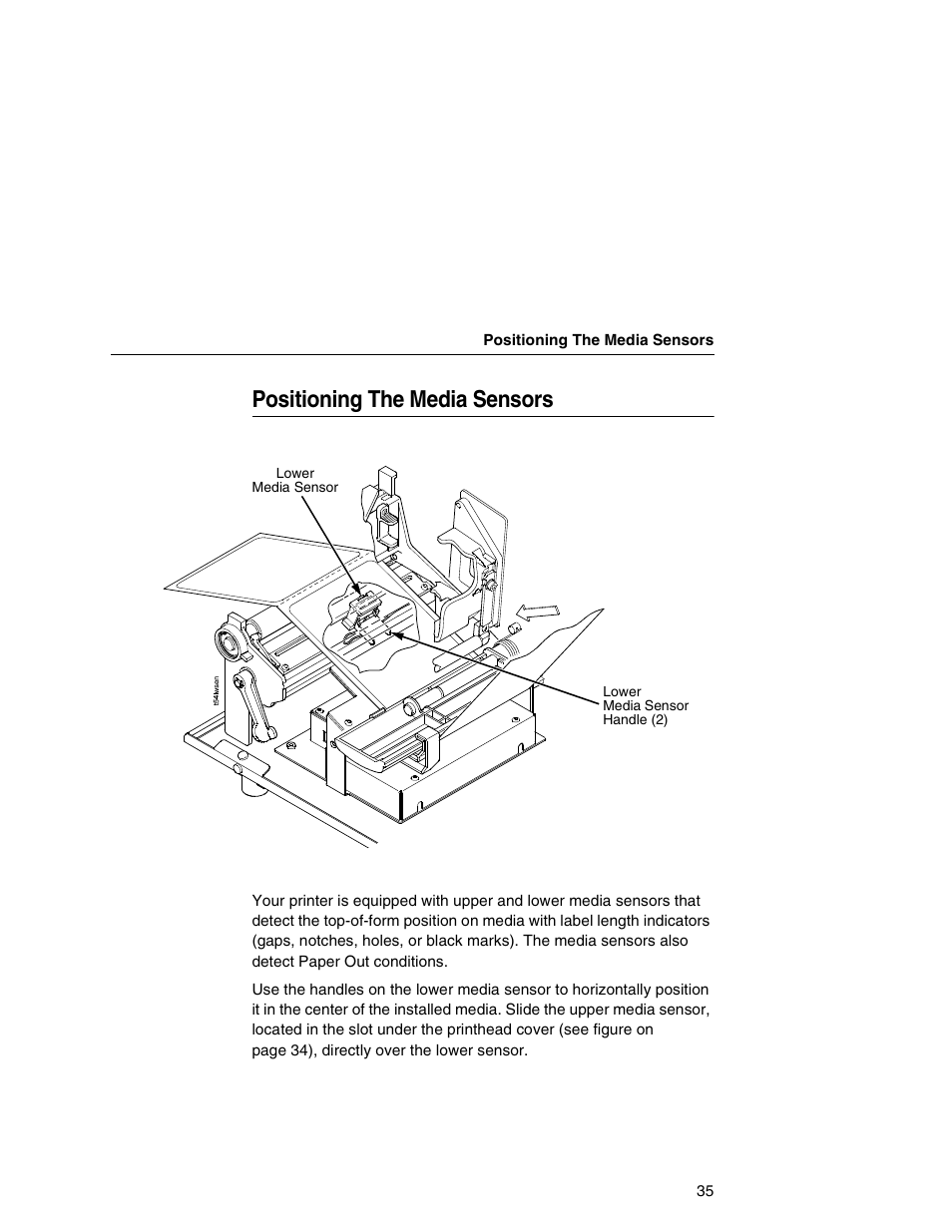 Positioning the media sensors | Printronix T5000e User Manual | Page 35 / 76