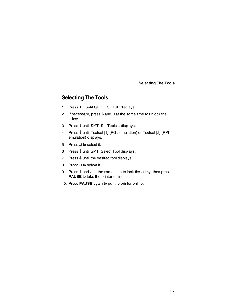 Selecting the tools | Printronix T5000e User Manual | Page 67 / 76