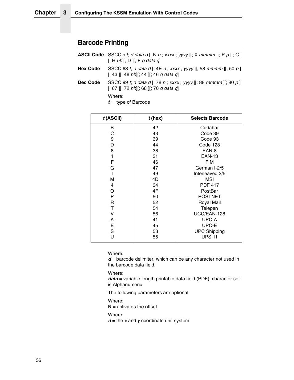 Barcode printing | Printronix P7000 H-Series User Manual | Page 36 / 102