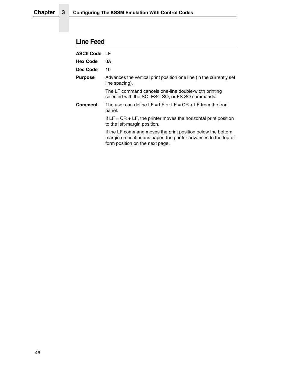 Line feed | Printronix P7000 H-Series User Manual | Page 46 / 102