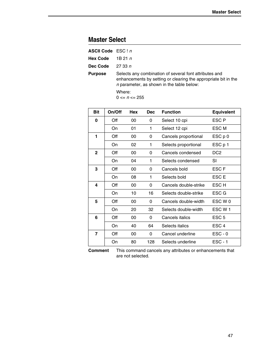 Master select | Printronix P7000 H-Series User Manual | Page 47 / 102
