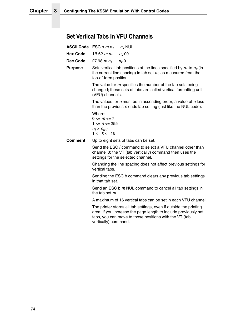Set vertical tabs in vfu channels | Printronix P7000 H-Series User Manual | Page 74 / 102