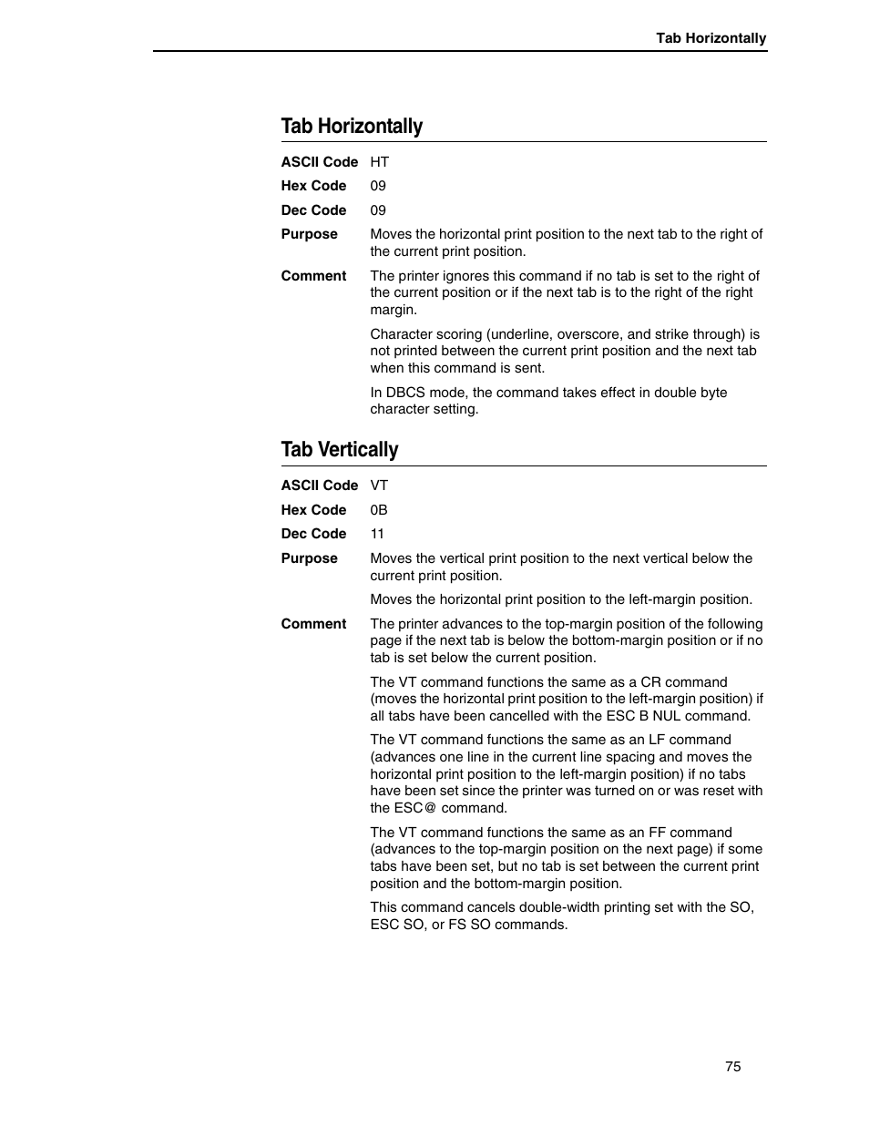 Tab horizontally, Tab vertically | Printronix P7000 H-Series User Manual | Page 75 / 102