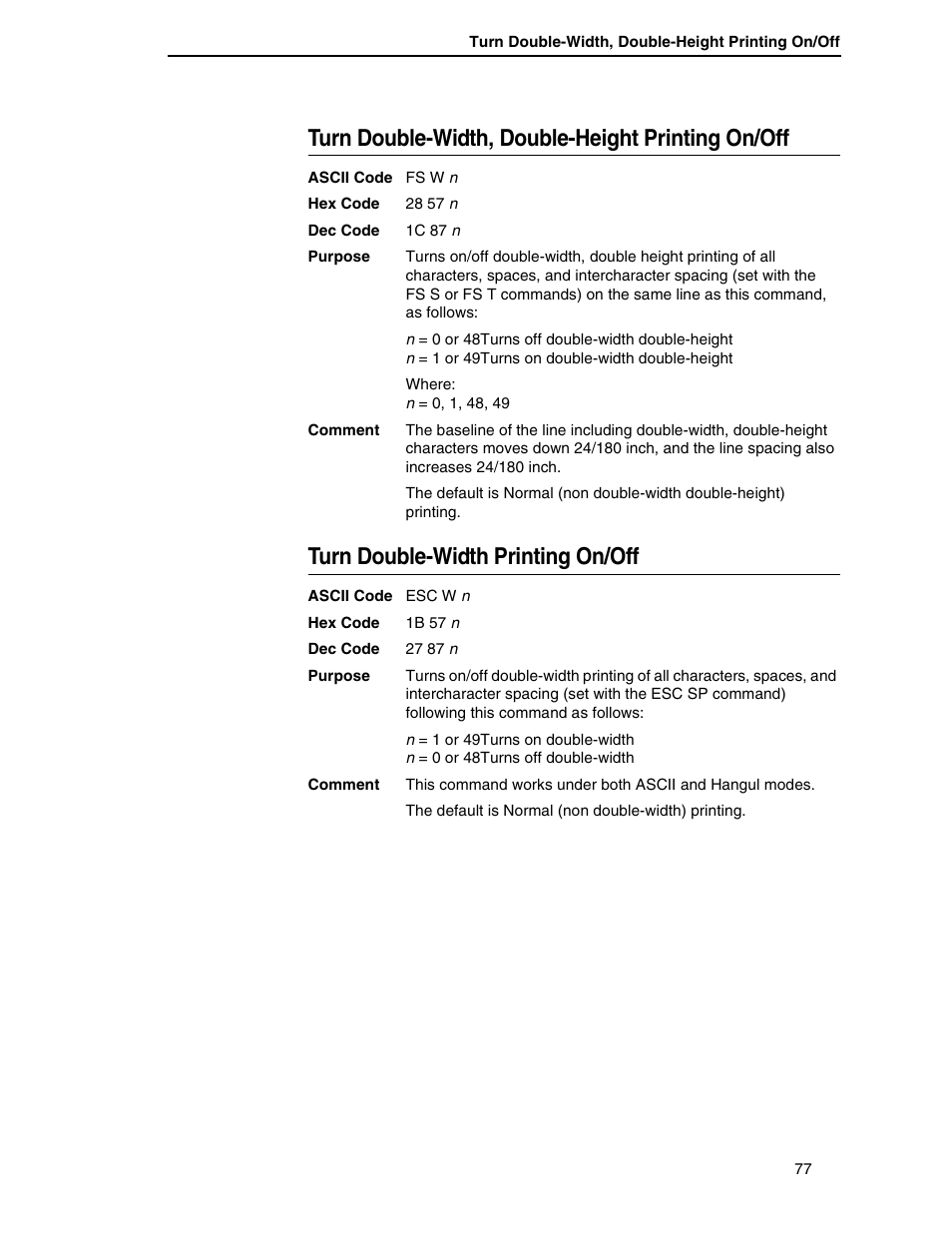 Turn double-width, double-height printing on/off, Turn double-width printing on/off | Printronix P7000 H-Series User Manual | Page 77 / 102