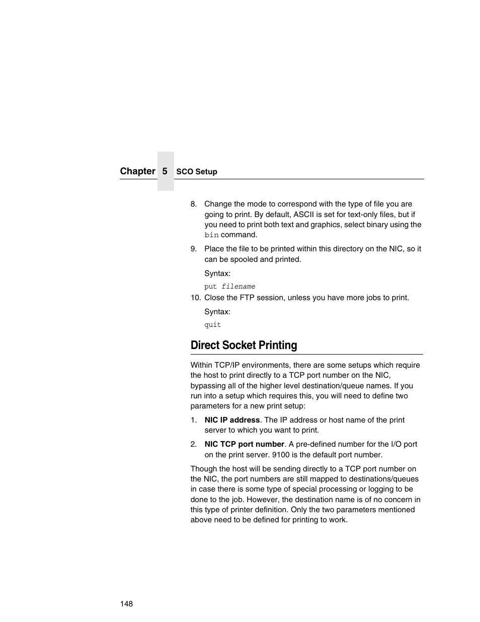 Direct socket printing | Printronix Network Interface Card User Manual | Page 148 / 378