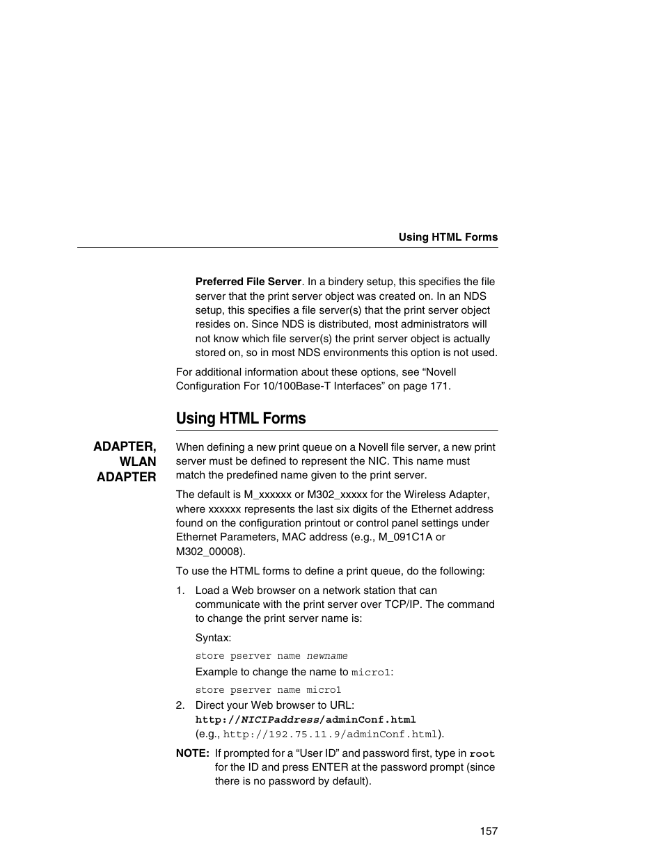 Using html forms | Printronix Network Interface Card User Manual | Page 157 / 378