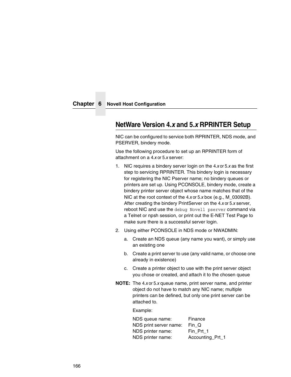 Netware version 4.x and 5.x rprinter setup, Netware version 4. x and 5.x rprinter setup | Printronix Network Interface Card User Manual | Page 166 / 378