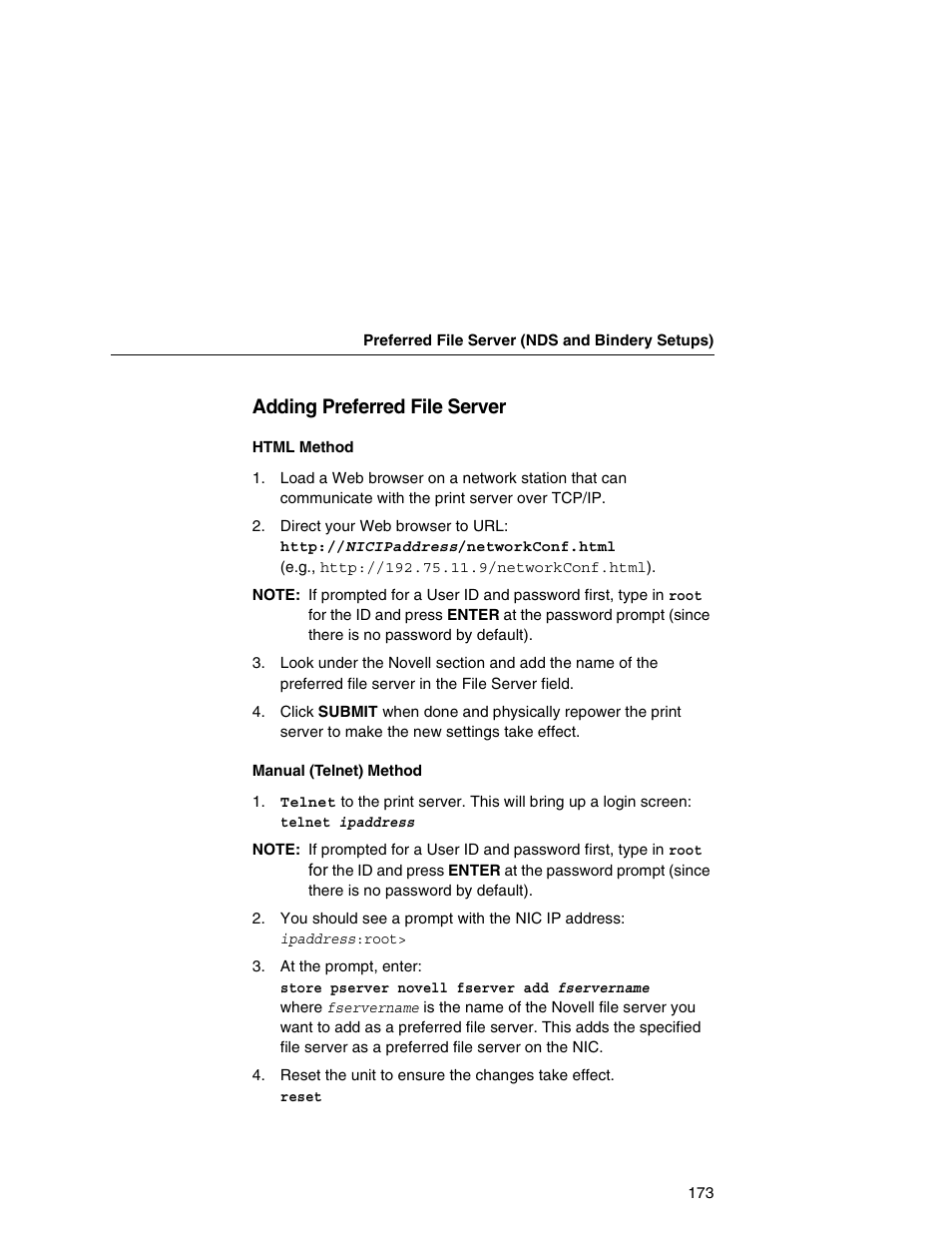 Adding preferred file server | Printronix Network Interface Card User Manual | Page 173 / 378