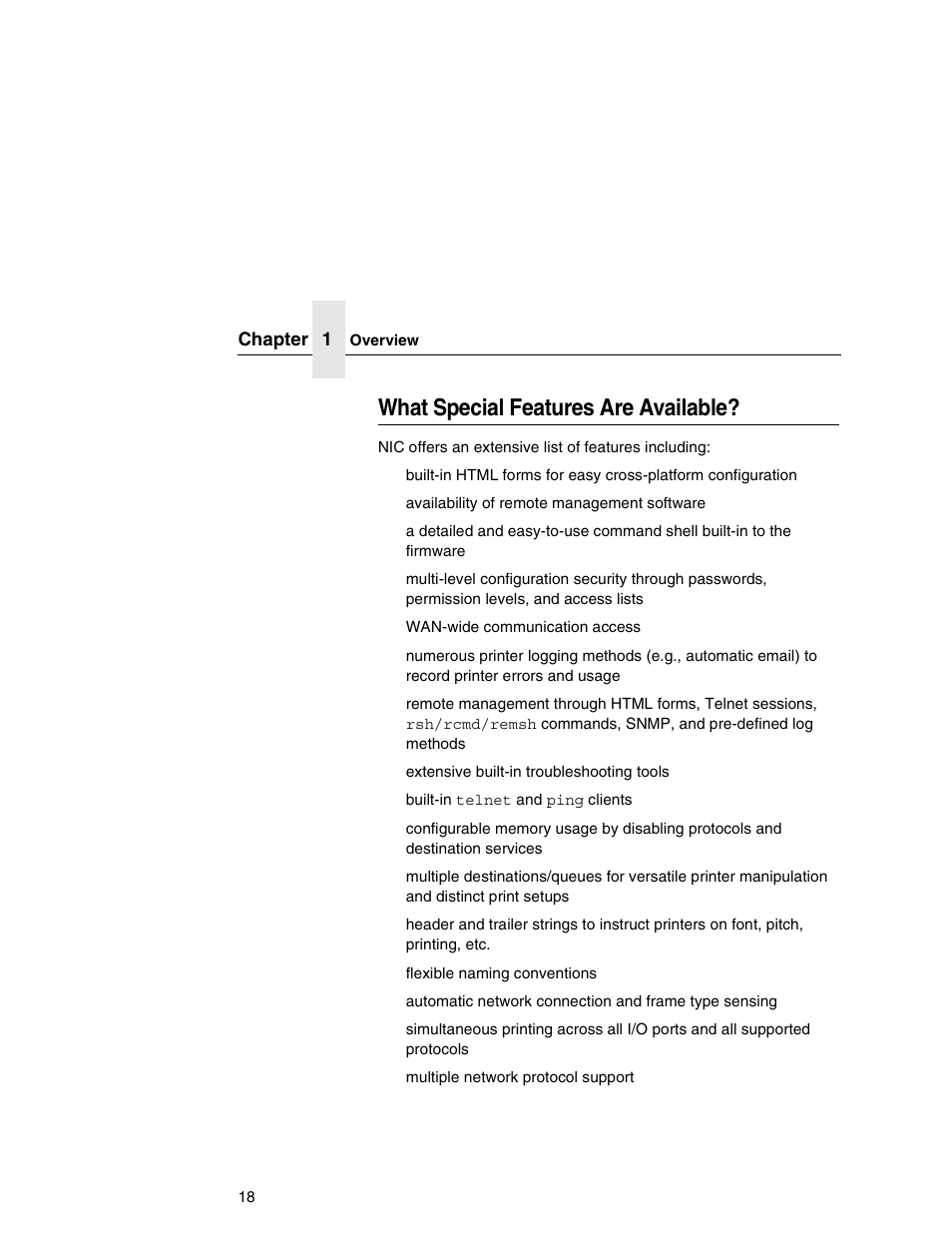 What special features are available | Printronix Network Interface Card User Manual | Page 18 / 378