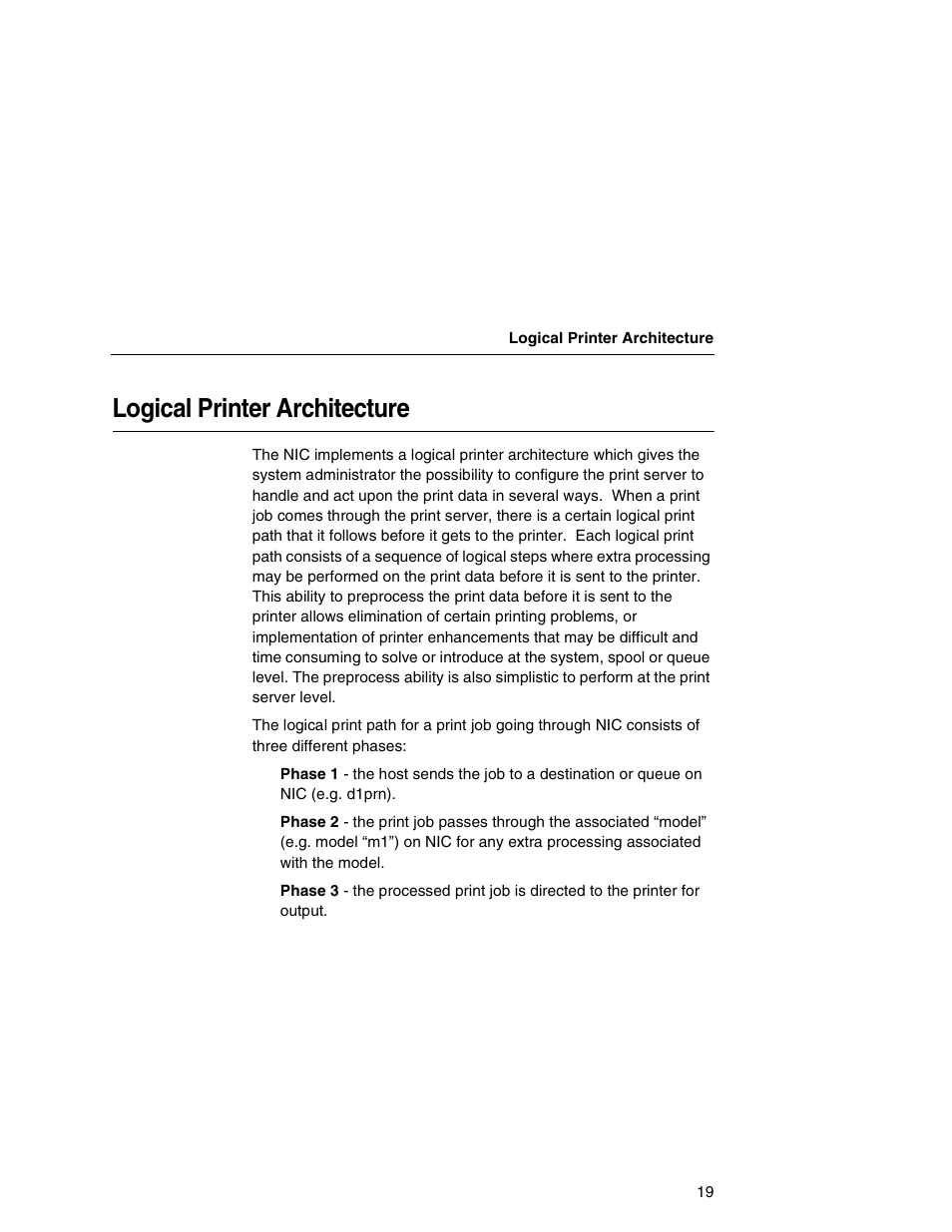 Logical printer architecture | Printronix Network Interface Card User Manual | Page 19 / 378