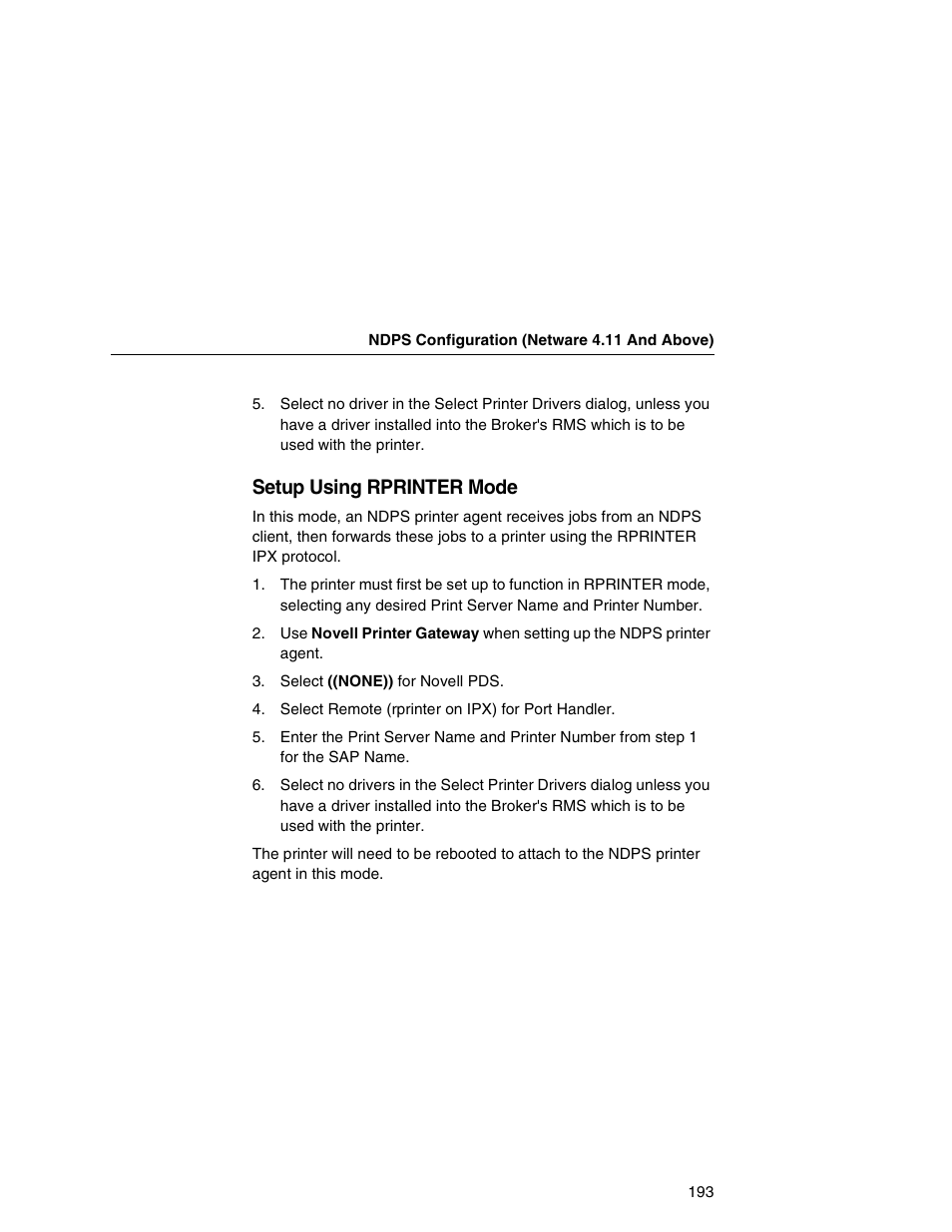 Setup using rprinter mode | Printronix Network Interface Card User Manual | Page 193 / 378