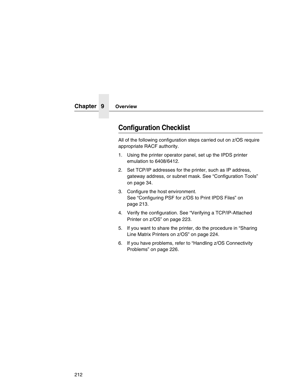 Configuration checklist | Printronix Network Interface Card User Manual | Page 212 / 378