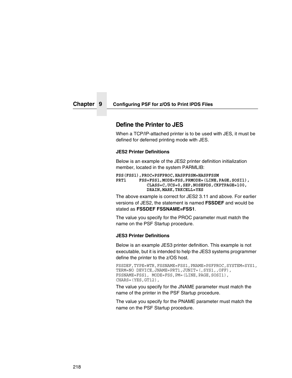 Define the printer to jes | Printronix Network Interface Card User Manual | Page 218 / 378