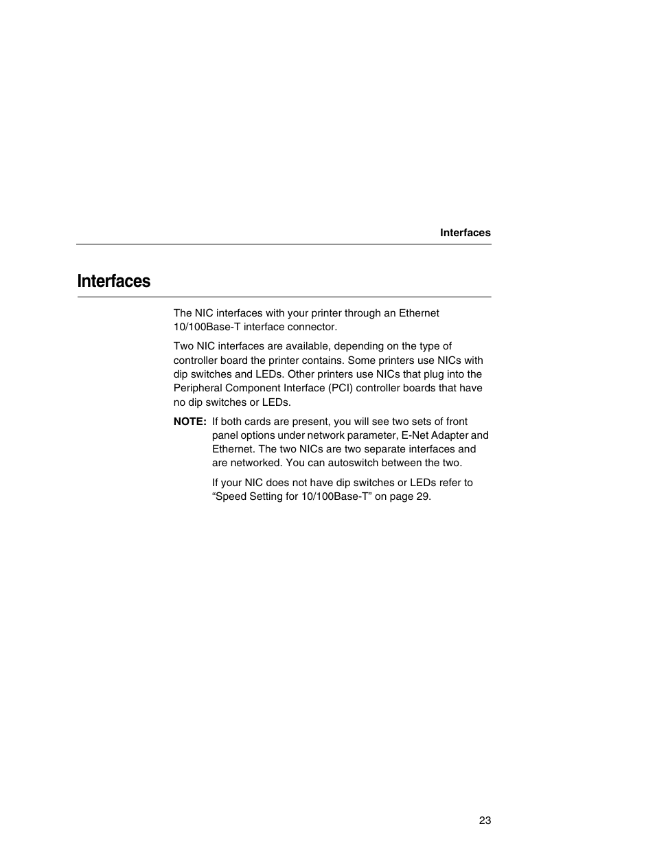 Interfaces | Printronix Network Interface Card User Manual | Page 23 / 378