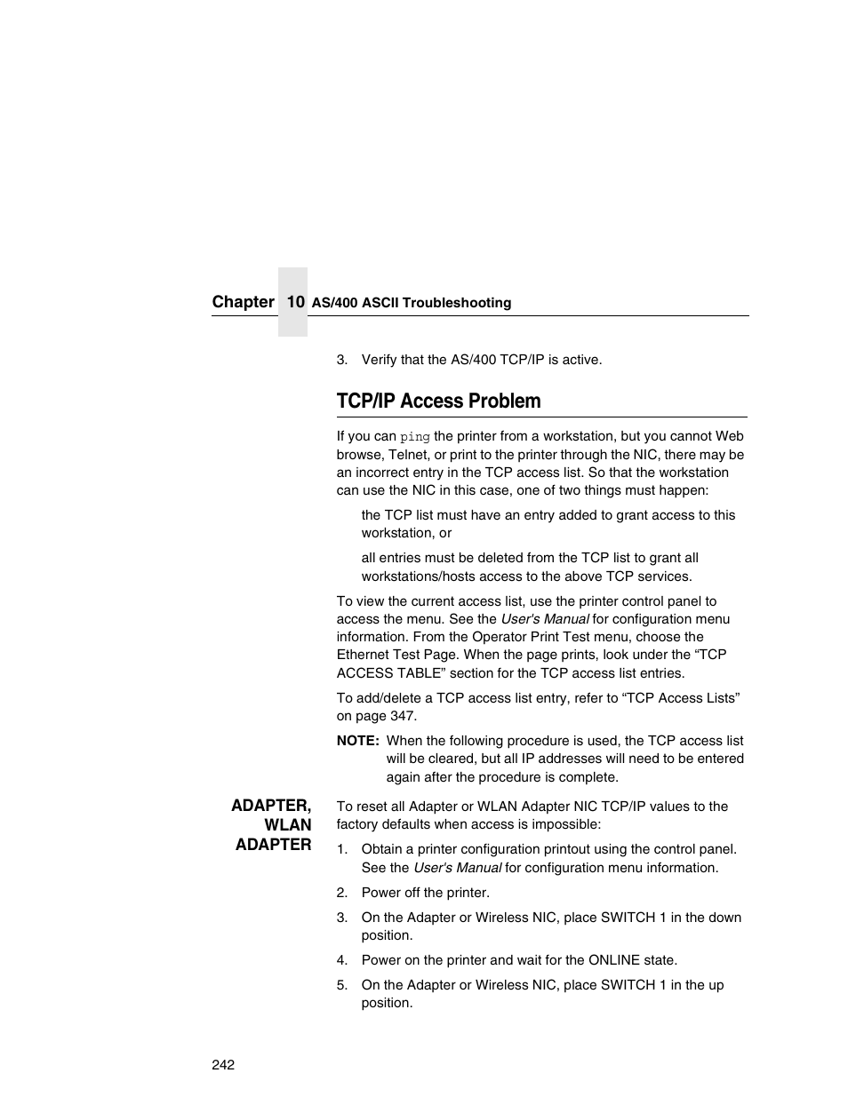Tcp/ip access problem | Printronix Network Interface Card User Manual | Page 242 / 378
