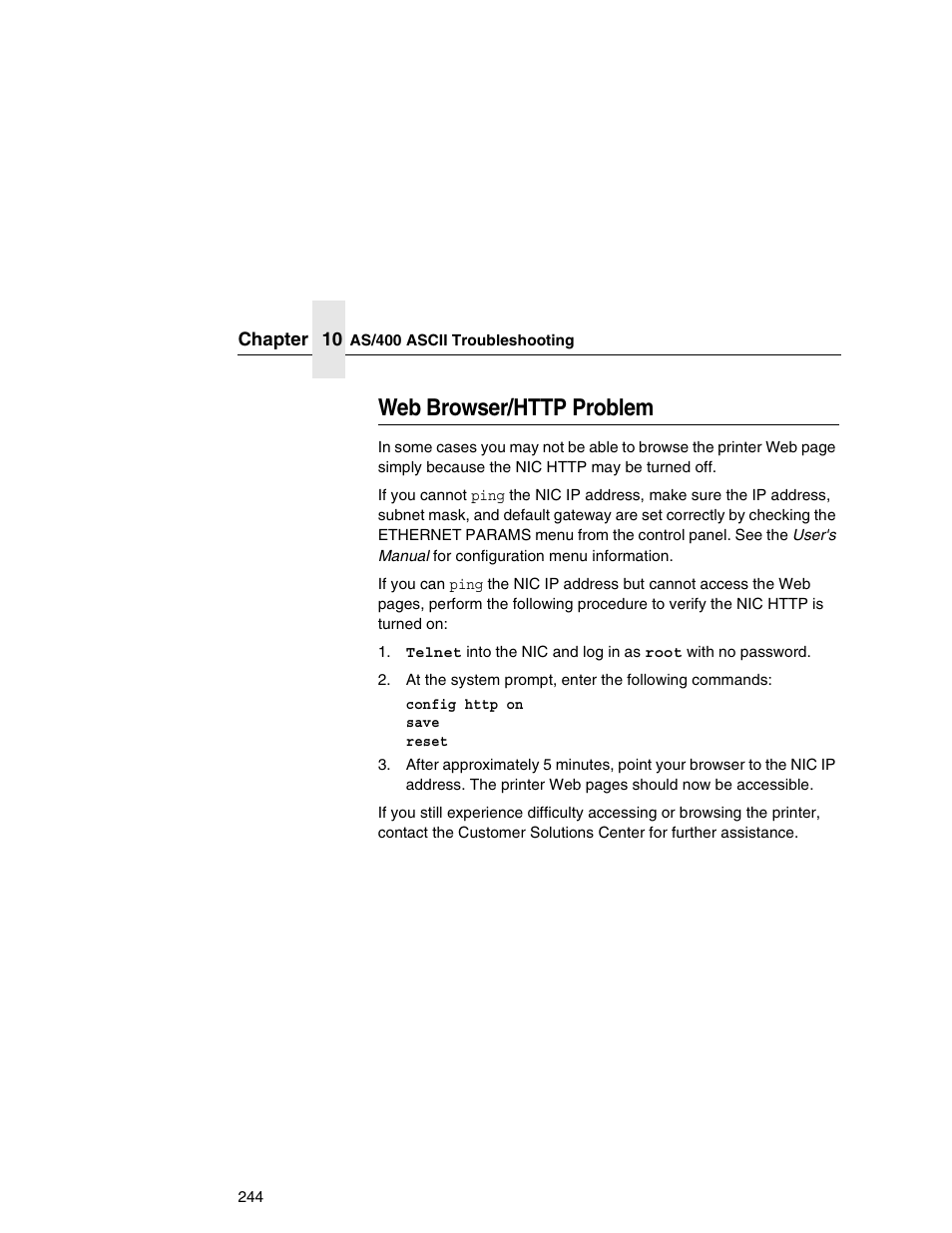 Web browser/http problem | Printronix Network Interface Card User Manual | Page 244 / 378