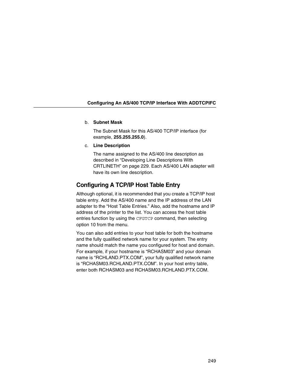 Configuring a tcp/ip host table entry | Printronix Network Interface Card User Manual | Page 249 / 378