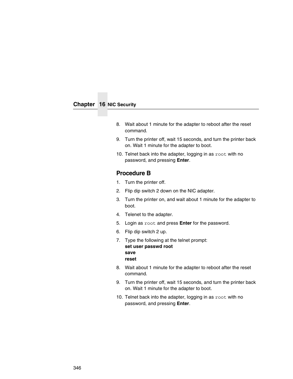 Procedure b | Printronix Network Interface Card User Manual | Page 346 / 378