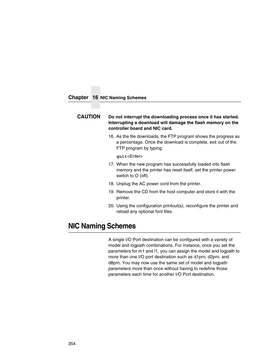 Nic naming schemes | Printronix Network Interface Card User Manual | Page 354 / 378