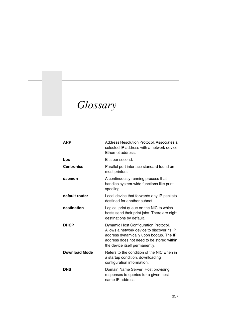 Glossary | Printronix Network Interface Card User Manual | Page 357 / 378